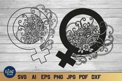 Female SVG Symbol | Gender Female Icon with Flowers Product Image 1