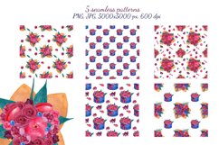 Flowers and fruits bouqets. Set of seamless patterns. Product Image 2