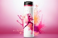 Vibrant watercolor splash behind a stylish water bottle depi Product Image 1