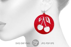 Cherry earrings, SVG, earring, template, teardrop earring Product Image 4