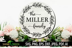 Family Monogram SVG Wreath Family Round Sign Farmhouse Home Product Image 1