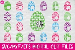 Monogram Pattern Easter Eggs Set of 40 - SVG, DXF, EPS Cut Files Product Image 1