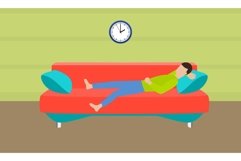 Red sofa concept banner, flat style Product Image 1