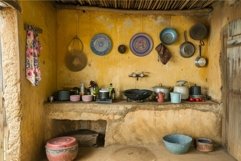 Rustic kitchen interior with traditional cookware Product Image 1