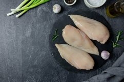 Raw chicken breast fillet with spice and greens copy space. Product Image 1