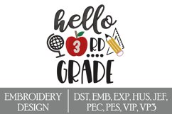 Hello Third Grade Machine Embroidery Design Product Image 1