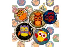 Owls Digital Collage Sheet,Autumn Images,Thanksgiving Circle Product Image 2
