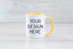 Mug Mockup 11 Oz Blank White Coffee Cup Yellow Handle Product Image 1