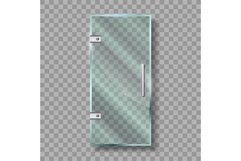 Glass Door With Metallic Handle And Hinges Vector Product Image 1