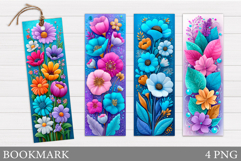 Flowers Bookmark Sublimation. Floral Bookmark Design Product Image 1