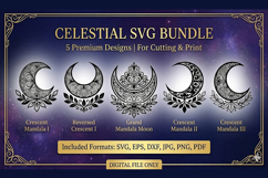 Crescent Moon celestial SVG Mandala set Product Image 1