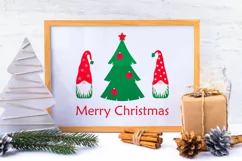 Christmas Gnomes svg card, Xmas nordic gnome and tree png. Product Image 4