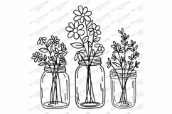 Mason Jar Floral Arrangement Trio - Farmhouse SVG DXF EPS AI Product Image 3