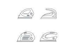 Smoothing iron drag icons set, outline style Product Image 1