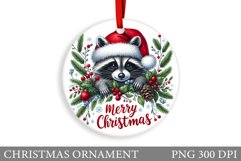 Cute Raccoon Christmas Ornament. Cute Raccoon Sublimation Product Image 1