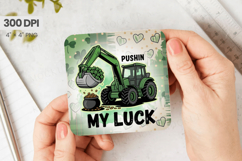 Pushin’ My Luck Funny Irish Tractor Square Coaster PNG Subli Product Image 1