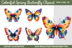 Colorful Spring Butterfly Clipart Bundle PNG Product Image 13