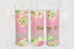 Personalized Cactus Succulent Glitter 20 oz skinny tumbler Product Image 1