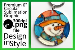 3D Stained Glass Snowman Christmas Keychan PNG Product Image 1