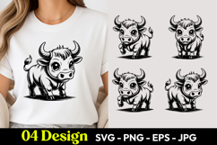 Cute Farm Bull SVG PNG Product Image 1