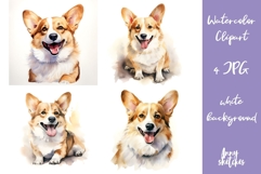 4 Cute Corgi Watercolor Clipart Corgi Mom Product Image 1