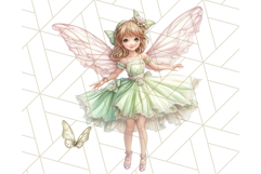 Pastel Fairy Garden Clipart, Cute Fairies &amp; Toadstools PNG Product Image 25