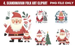 Scandinavian Folk Art Christmas Clipart PNG Product Image 1
