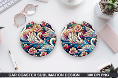 Ducks Car Coaster Sublimation, Valentines Coaster PNG Product Image 1