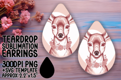 Stylish Teardrop Earrings Template PNG , Valenines Animals Product Image 1
