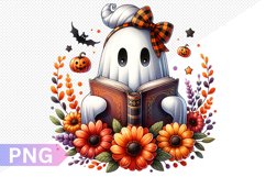 Halloween Ghost And Books Sublimation - Clipart PNG Design Product Image 1