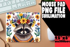 Sublimation Wrap: Raccoon &amp; Flowers for Mouse Pad PNG Product Image 1