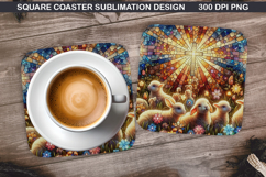 Lamb Coaster Sublimation, Easter Coaster PNG Design Product Image 1
