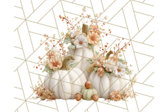 Pumpkin Clipart with Fall Flowers PNG Autumn Illustration Product Image 4