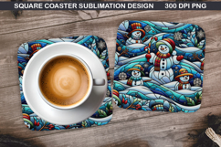 Snowman Coaster Sublimation, Christmas Coaster PNG Design Product Image 1