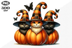 Halloween Cat And Pumpkin Sublimation - Clipart PNG Design Product Image 1