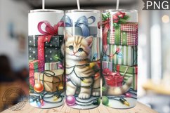 Christmas Cat Tumbler Wrap - Christmas Tumbler PNG Design Product Image 1