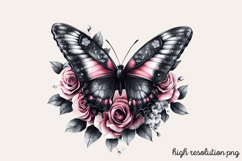 Butterfly Flowers Clipart PNG Product Image 1