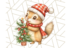 Vintage Christmas Clipart PNG, Cute Animals Holiday Elements Product Image 4