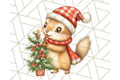 Vintage Christmas Clipart PNG, Cute Animals Holiday Elements Product Image 4