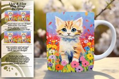 Adorable Cat in Floral Mug Wrap Art Product Image 1