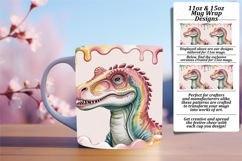 Vivid 11oz Mug Wrap Png Artwork , Cute Dino Product Image 1