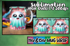 Serene vibes 11oz 15oz sublimation wrap, 3D Cute Ghost Product Image 1