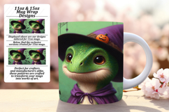 Charming 11oz Mug Wrap Png Design , Halloween Dino Product Image 1