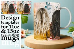 Enchanting Watercolor Girls Gang Mug Wrap: 11oz 15oz Product Image 1