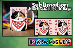 Playful mornings 11oz 15oz sublimation wrap, Valentines Cat Product Image 1