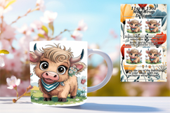Elegant 11oz Mug Wrap Png Template , Cute Cow Product Image 1