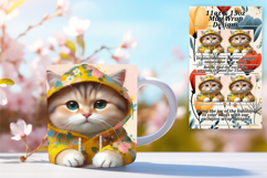Sophisticated 15oz Mug Wrap Png Design , Cute Cat Product Image 1