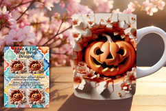 Floral 11oz Mug Wrap Png Template , 3D Pumpkin Product Image 1