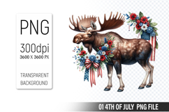 4th of July Deer Clipart, Animal illustration for crafts Product Image 1