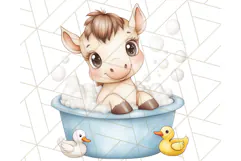 Farm Animal Babies in Bubble Bath PNG, Nursery Clipart Product Image 4